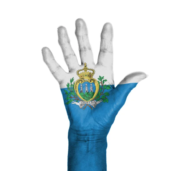 Palm of a woman hand, painted with flag — Stock Photo, Image