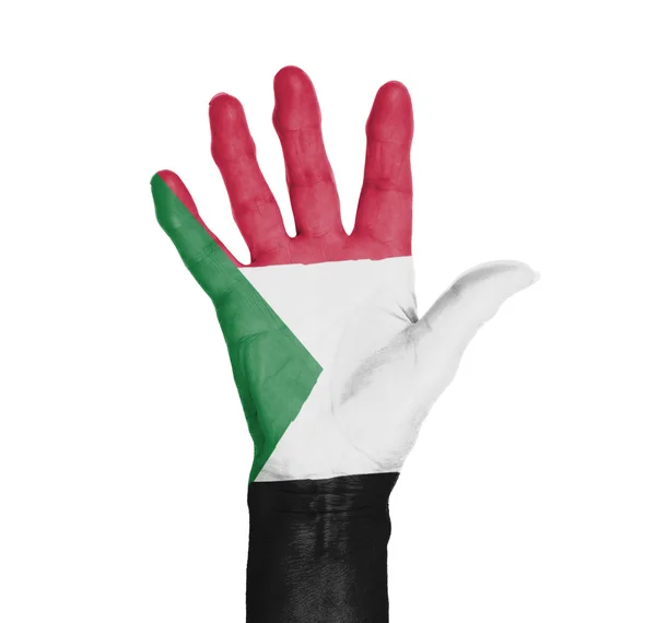 Palm of a woman hand, painted with flag — Stock Photo, Image