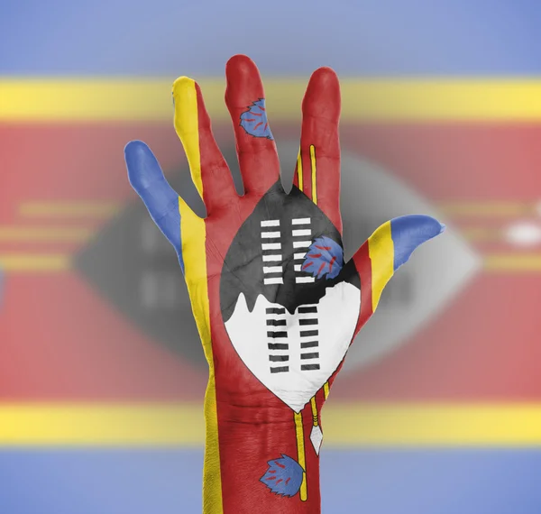 Palm of a woman hand, painted with flag — Stock Photo, Image