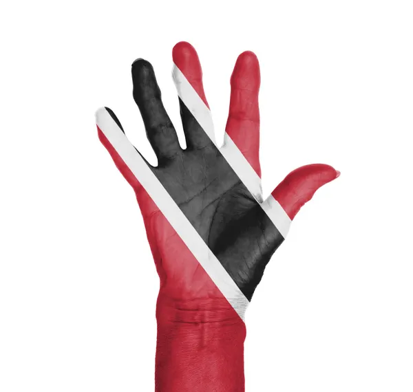 Palm of a woman hand, painted with flag — Stock Photo, Image