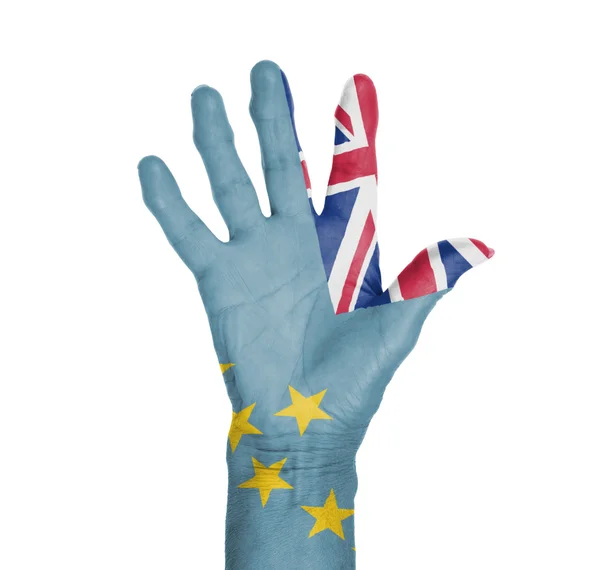 Palm of a woman hand, painted with flag — Stock Photo, Image