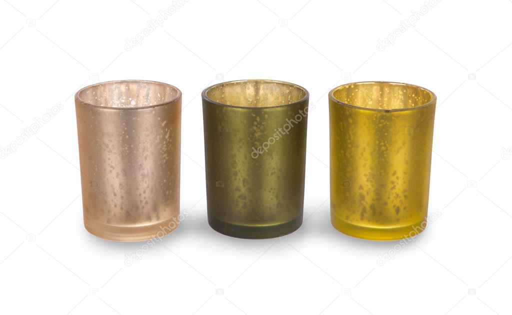 Three green candleholders