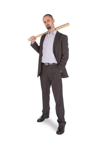 Angry looking man with bat — Stock Photo, Image