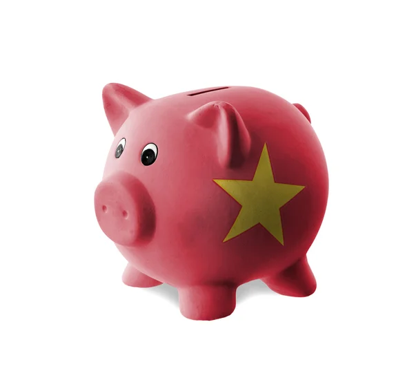 Ceramic piggy bank with painting of national flag — Stock Photo, Image