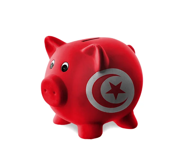 Ceramic piggy bank with painting of national flag — Stock Photo, Image