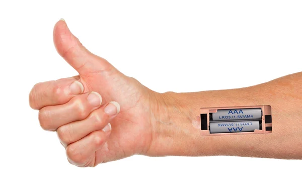 Robot - Insert the battery in an arm — Stock Photo, Image