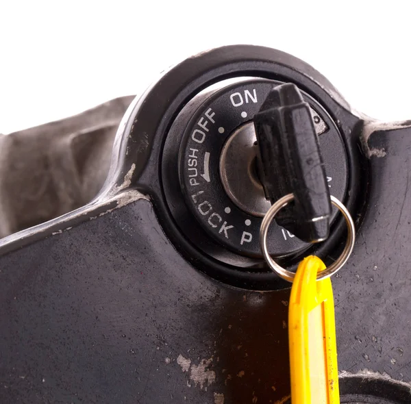 Key of an old motorcycle, selective focus — Stock Photo, Image