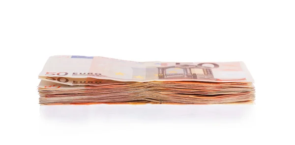 Stapel van 50 euro rekeningen — Stockfoto