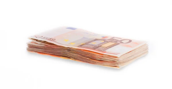 Stack of 50 euro bills, selective focus — Stock Photo, Image