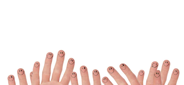 Feliz grupo de caras de dedo — Foto de Stock