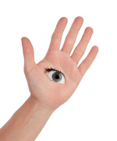 Open hand with eye — Stock Photo, Image