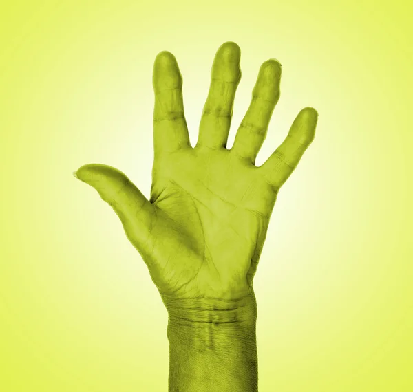 Symbole de la main, cinq, bonjour ou stop — Photo