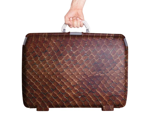 Χρησιμοποιείται πλαστική βαλίτσα με λεκέδων και των γρατσουνιών — Φωτογραφία Αρχείου