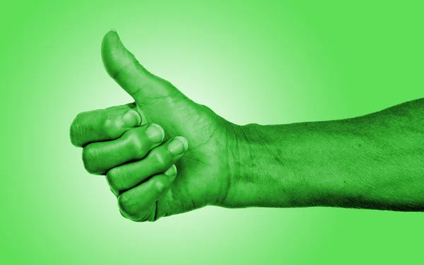 Old woman with arthritis giving the thumbs up sign — Stock Photo, Image