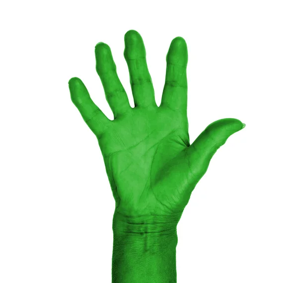 Ręka symbol, mówiąc: pięć, witania lub powiedzenie stop — Zdjęcie stockowe