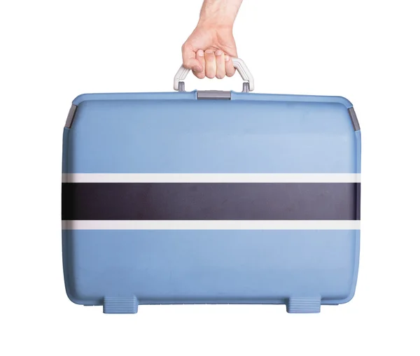 Використана пластикова валіза з плямами та подряпинами — стокове фото