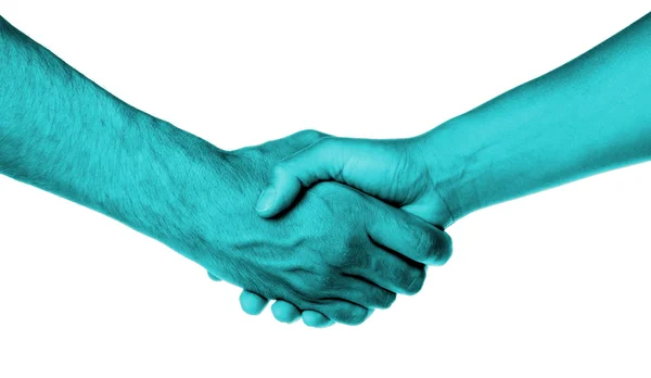 Shaking hands of two people, male and female — Stock Photo, Image