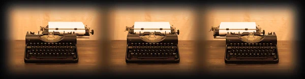 Old typewriter on wooden table — Stock Photo, Image