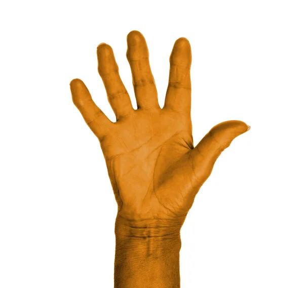 Símbolo da mão, dizer cinco, dizer olá ou dizer para parar — Fotografia de Stock