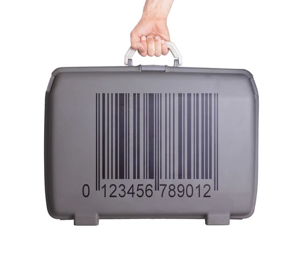 Used plastic suitcase with stains and scratches — Stock Photo, Image