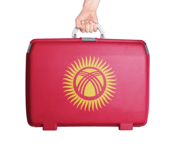 Used plastic suitcase with stains and scratches — Stock Photo, Image