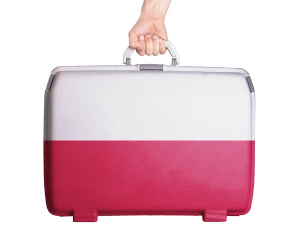 Used plastic suitcase with stains and scratches — Stock Photo, Image