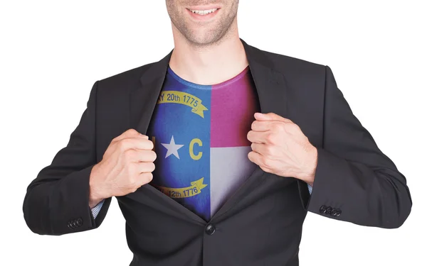 Costume d'ouverture homme d'affaires pour révéler chemise avec drapeau de l'État — Photo