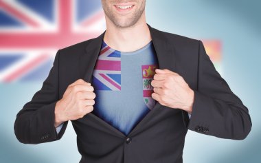 işadamı açılış takım elbise gömlek bayrak ile ortaya çıkarmak için