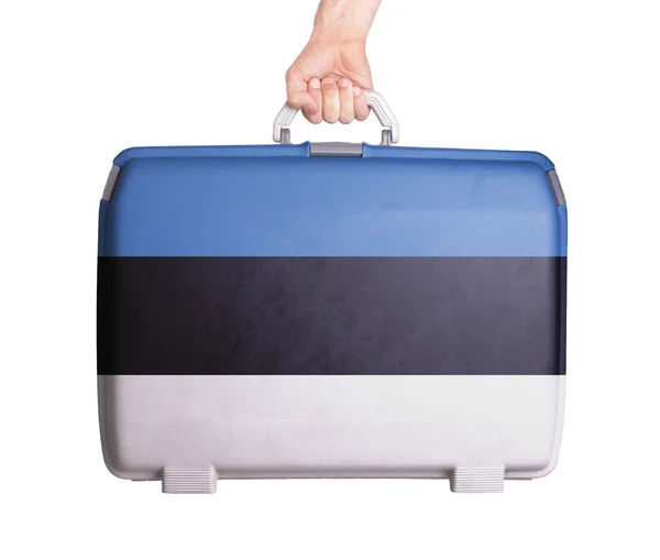 Χρησιμοποιείται πλαστική βαλίτσα με λεκέδων και των γρατσουνιών — Φωτογραφία Αρχείου