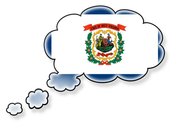 Bandeira na nuvem, isolada sobre fundo branco — Fotografia de Stock