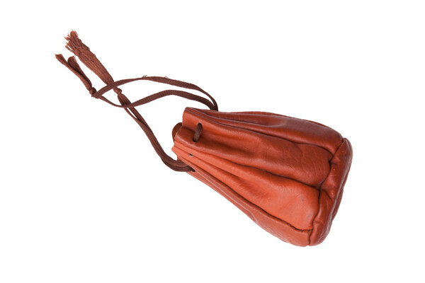 Old brown leather pouch 