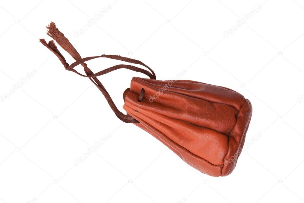 Old brown leather pouch 