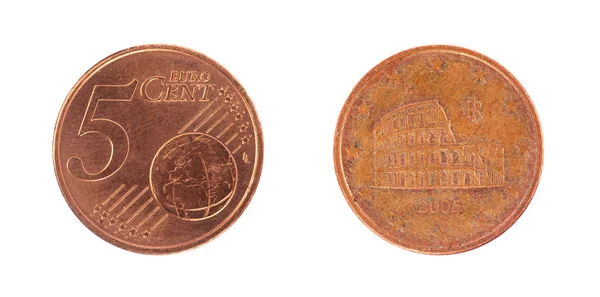 5 欧元分硬币 — 图库照片