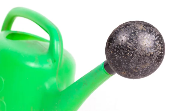 Green old plastic watering can — Stock Photo, Image