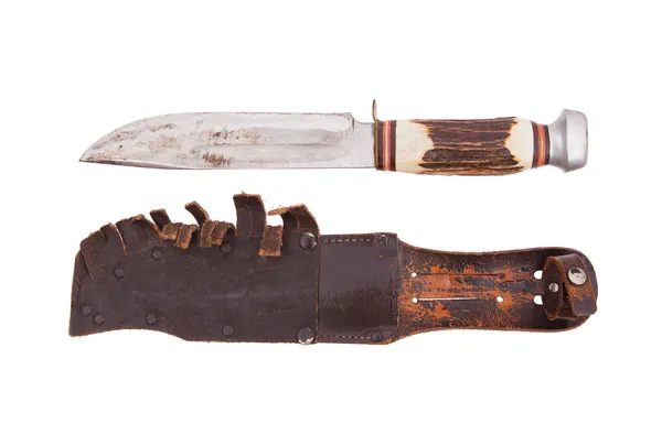 Very old bowie knife isolated — Stock Photo, Image