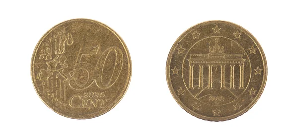 Fifty euro cent on white background — Stock Photo, Image