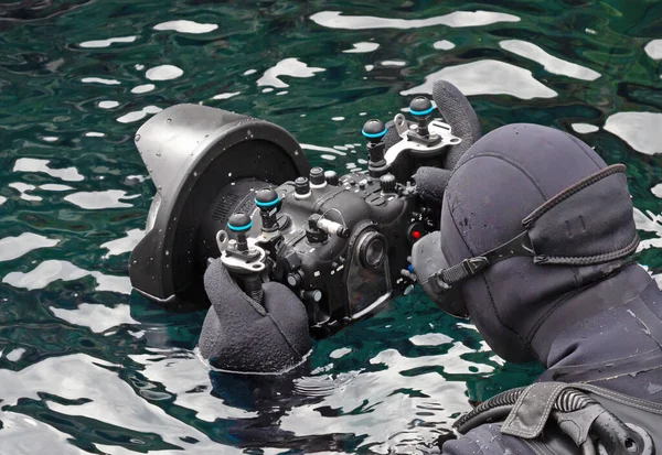 Snorkeling Silfra Rift Cold Waters Iceland — Stock Photo, Image