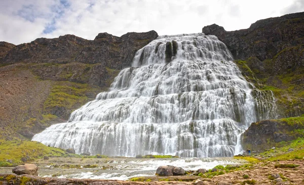 Dynjandi Västfjordarnas Mest Kända Vattenfall Och Ett Vackraste Vattenfallen Hela — Stockfoto