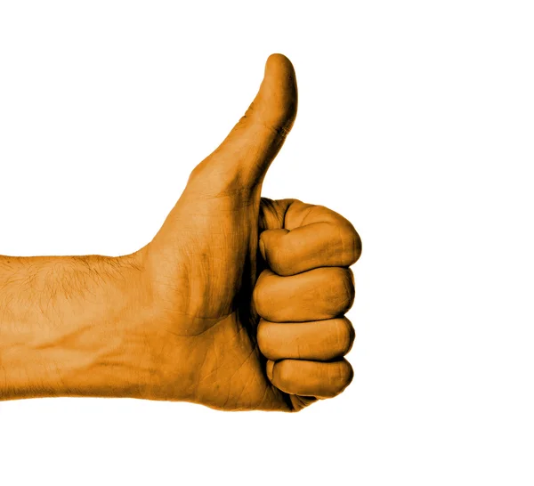 Close-up van de mannelijke hand tonen duimen omhoog teken — Stockfoto