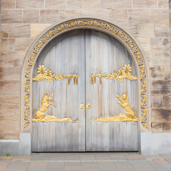 Door with gold plating — Stock Photo, Image