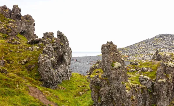 Antiguo Campo Lava Cubierto Musgo Verde Oeste Islandia — Foto de Stock