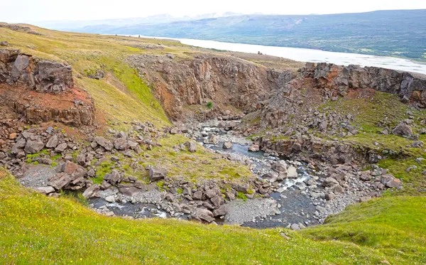 Aguas Abajo Hengifoss Islandia Naturaleza Bruto Mejor Momento —  Fotos de Stock