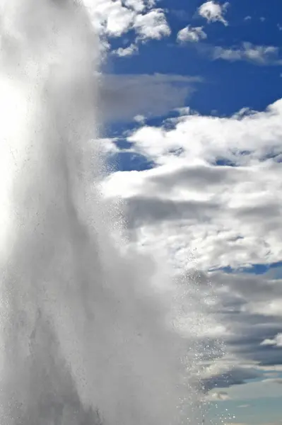 Eruption Strokkur Geyser Morning Sun Iceland — Stock Photo, Image