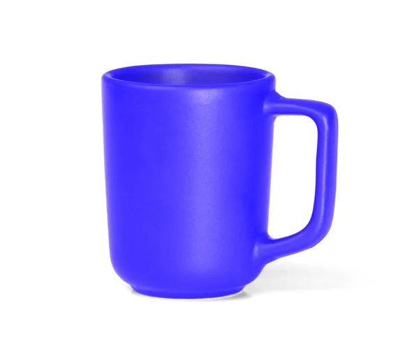 Caneca Café Azul Com Café Expresso Isolado Branco — Fotografia de Stock