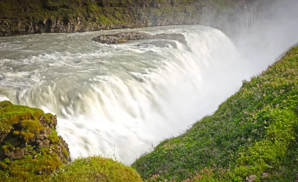 Złoty Wodospad Islandii Potężny Gullfoss Złotym Kręgu — Zdjęcie stockowe