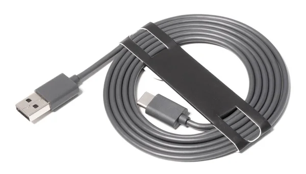 Kabel Usb Och Usb Isolerad Vit Bakgrund — Stockfoto