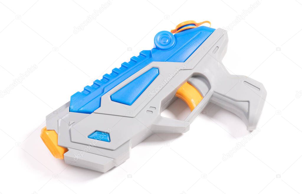 Modern small water pistol isolated on white background