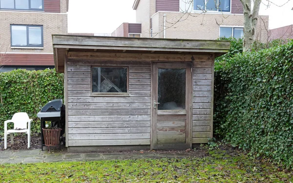Old Run Worn Out Rotting Garden Shed Netherlands — Stockfoto