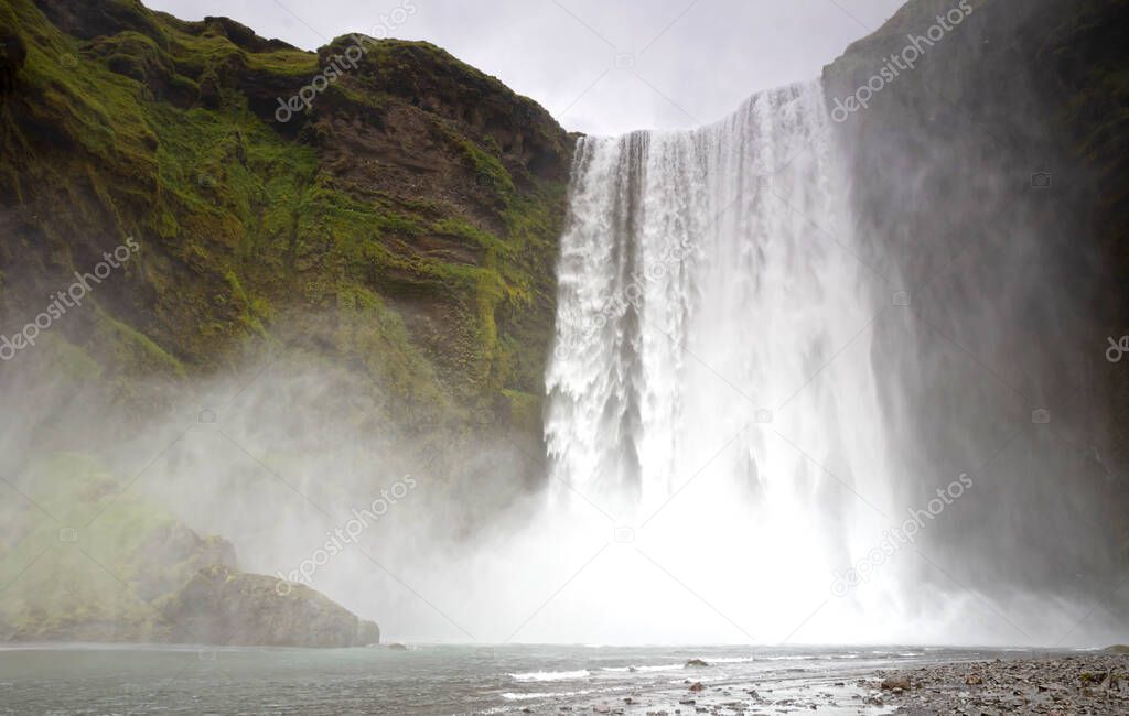 Spectacular Skogafoss waterfall, situated in the south of Iceland
