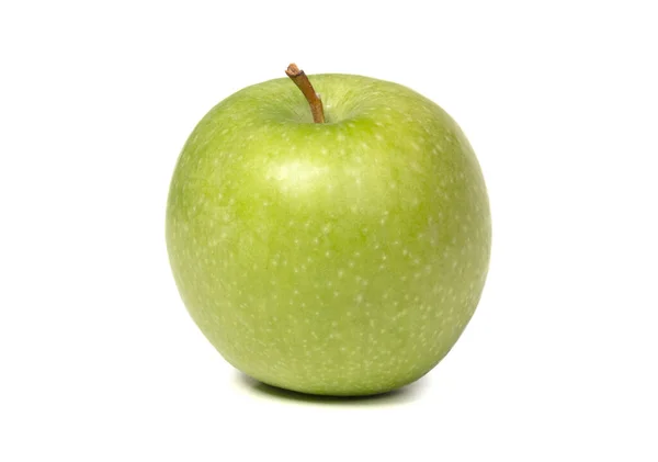 Dojrzałe Soczyste Zielone Jabłko Izolowane Białym — Zdjęcie stockowe